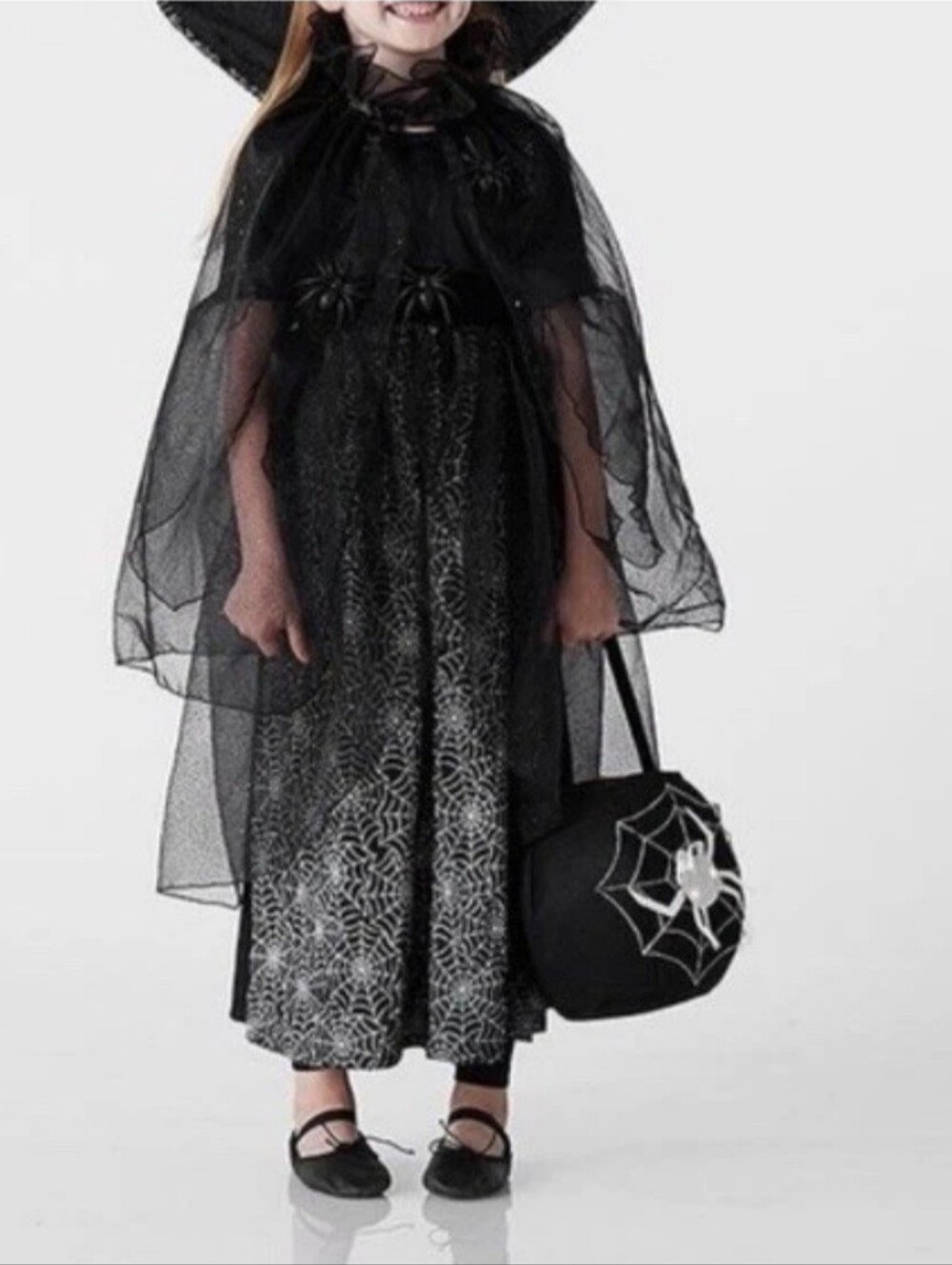 Pottery Barn Kids 3T Black Spider Web Witch Costume for Kids NO HAT!